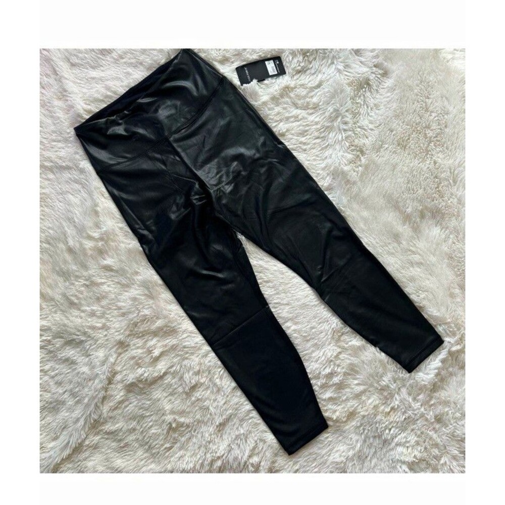 90 Degree By Reflex Leatherette High Rise Ankle Leggings Black Women’s L
